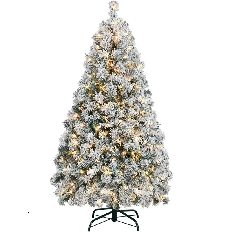 Objetos decorativos Figuras Easyfashion Árbol de Navidad artificial de abeto flocado verde incandescente transparente preiluminado 45' 231115