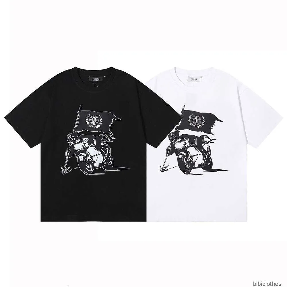 Diseñador Ropa de moda Camiseta de lujo para hombre Camisetas casuales Marca Trapstar London Outlaw Evil Spirit Knight Bandera Impresión Camiseta de manga corta Hombres Mujeres