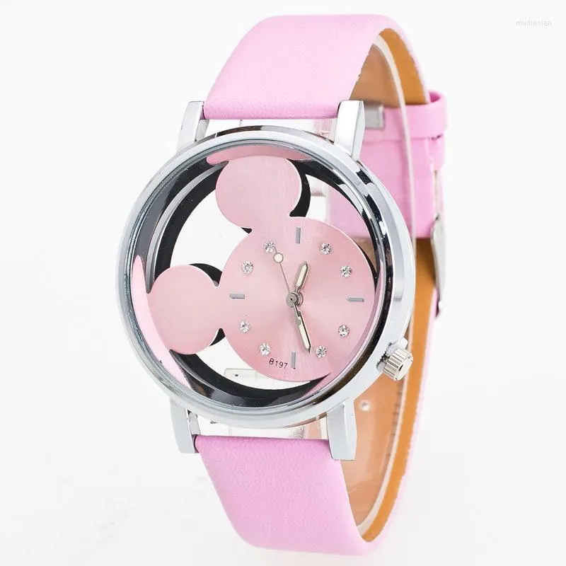 Avanadores de pulso Montre Dame 2023 Cartoon da moda Mulheres assistindo quartzo assiste a cinta de couro para garotas Relogio Relogio femininowristwatches