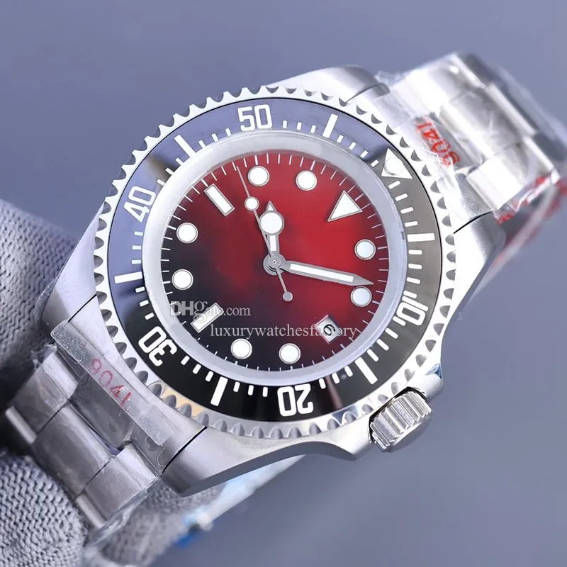 Casual Business Watch Sier Strap Mens Watches 42mm Red Gradient Dial Mekanisk rörelse Automatisk armbandsur Montres de Luxe