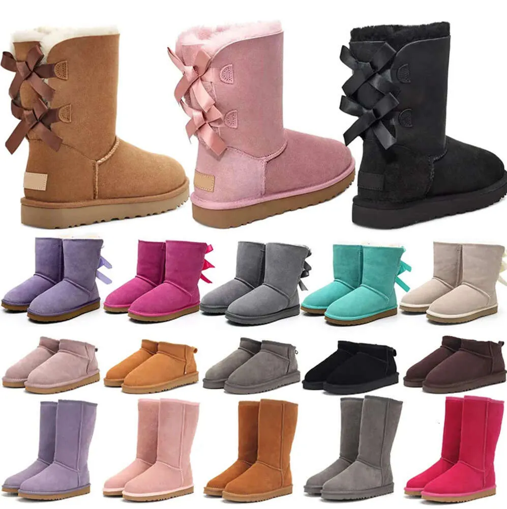 Designer Boots Australia Tisters Platform Winter Booties Girl Classic Snow Boot Ankle Short Bow Black Chestnut Pink Bowtie Shoes Storlek 4-14