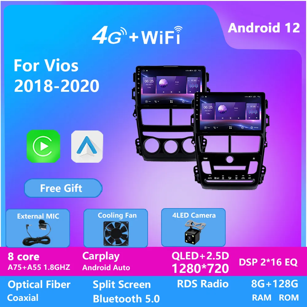 Android 12ビデオVIOS 2018-2020 Auto AccessoriesマルチメディアプレーヤーカーナビゲーションステレオGPS