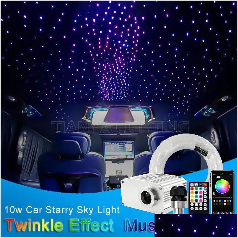 Dekorative Lichter Projektorlampen 10W Auto LED Sternenhimmel Decke Funkeln Fiber Optic Licht Innendekoration Dach Stern Musik Contr Dhyly