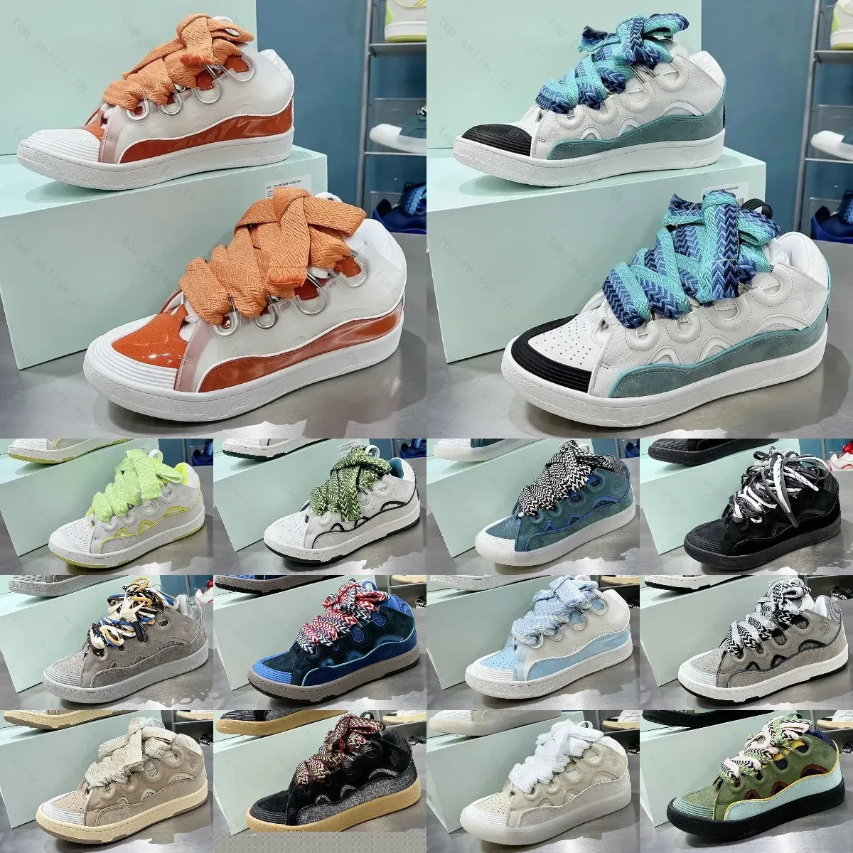 Calfskin Leather Designer Sneakers for Men Women Vintage Bread Trainers Platform Sneakers Breathable Comfortable 2024 Fashion Luxury Suede