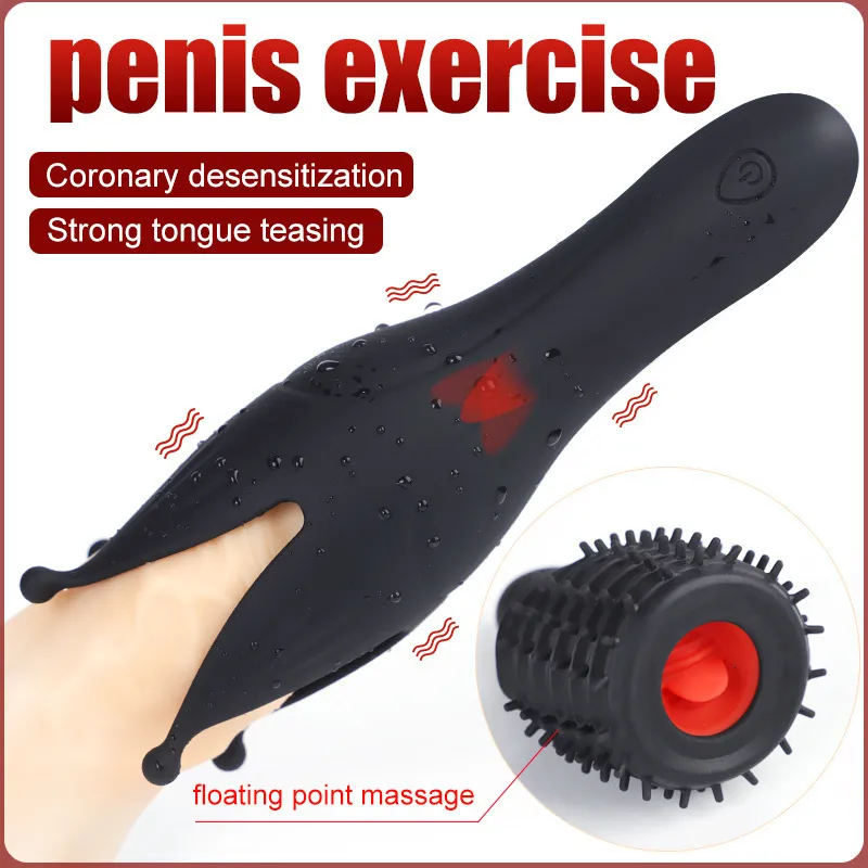 Masturbators mannelijke glanmassager penis stimulator penis vibrator vertraging stamina trainer vibrator orale climax masturbator sex speelgoed voor mannen 230414