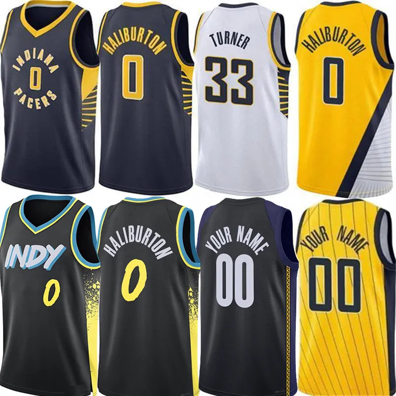 0 Tyrese Haliburton Pacer Basketball Jersys Pascal Siakam Bennedict Mathurin Aaron Nesmith Obi Toppin Myles Turner Jalen Smith Jarace City Custom Jersey