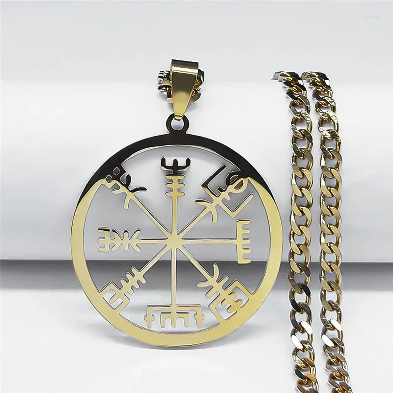 Naszyjniki wiszące 2023 Moda Amulet Viking Naszyjnik ze stali nierdzewnej Złota Kolor Mężczyźni/Kobiet Jewelry Cadenas de Oro N3048S05