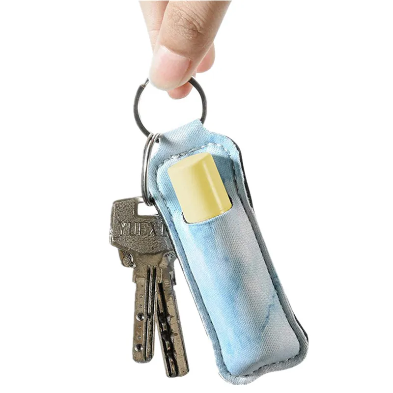 Lipstick Holder Keychain Party Favor Neoprene Chapstick Lip Gloss Pouch Key Chain Portable Keyring Creativity Gift