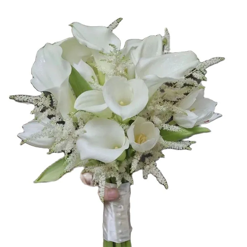 Video su Come Progettare un Fiori Artificiali di Lusso 7head Bouquet di Calle Fiori Decorativi per Casa Matrimonio Composizione Floreale