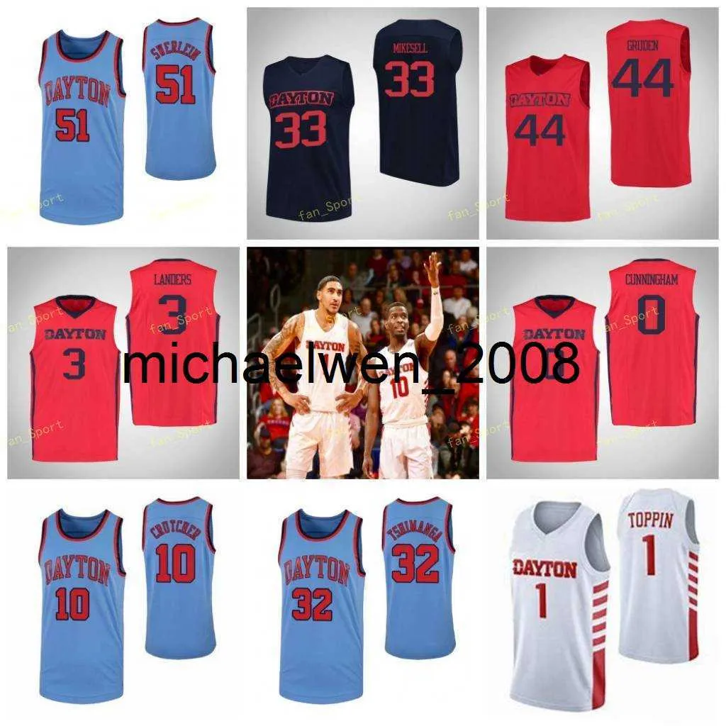 Mich28 Dayton Flyers College Basketball Jersey 32 Jordy Tshimanga 33 Ryan Mikesell 35 Dwayne Cohill 4 Jared Becker Hommes Femmes Jeunes Cousu sur mesure