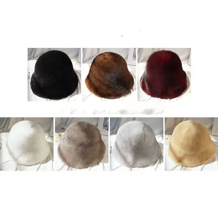 Bérets dames vison chapeau cheveux entiers Protection de l'oreille chaud hiver mode mère fourrure