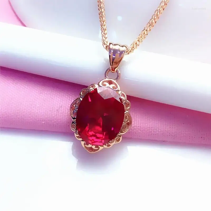 Pendentifs Breloque de luxe en or violet 585, pendentif rubis, mode classique plaqué Rose 14K, collier, bijoux de mariage pour femmes, cadeau