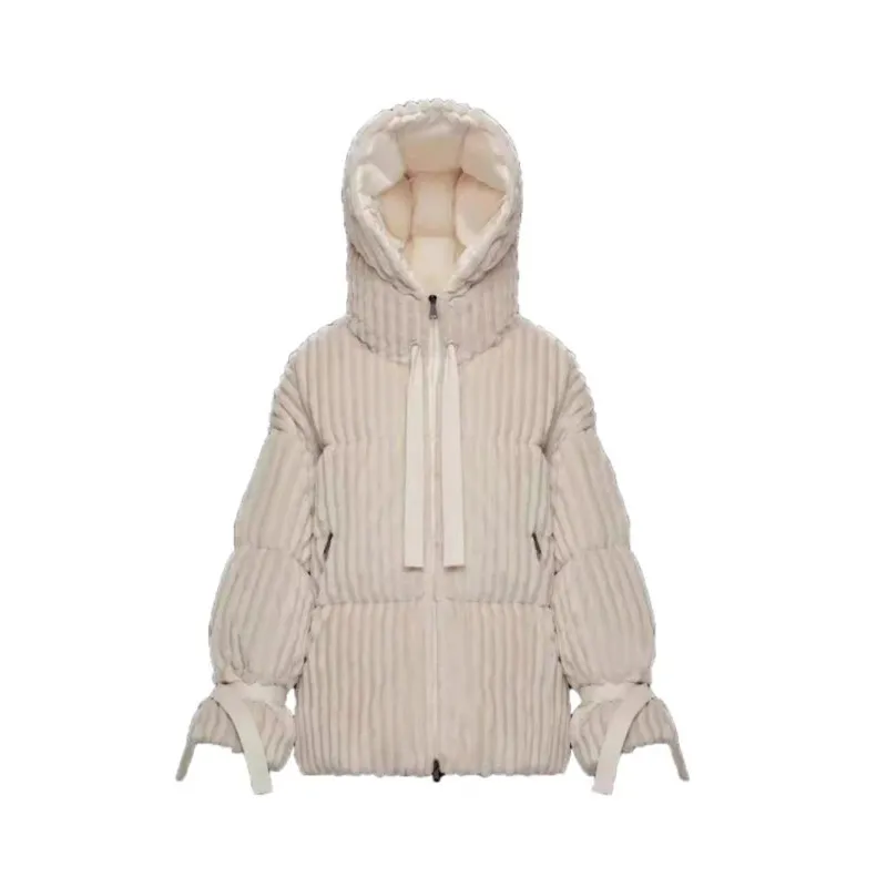 Loire Tasarım Kadınlar aşağı ceket işlemeli rozet doudoune femme kalın çizgili kadife sıcak kış kadın ceket