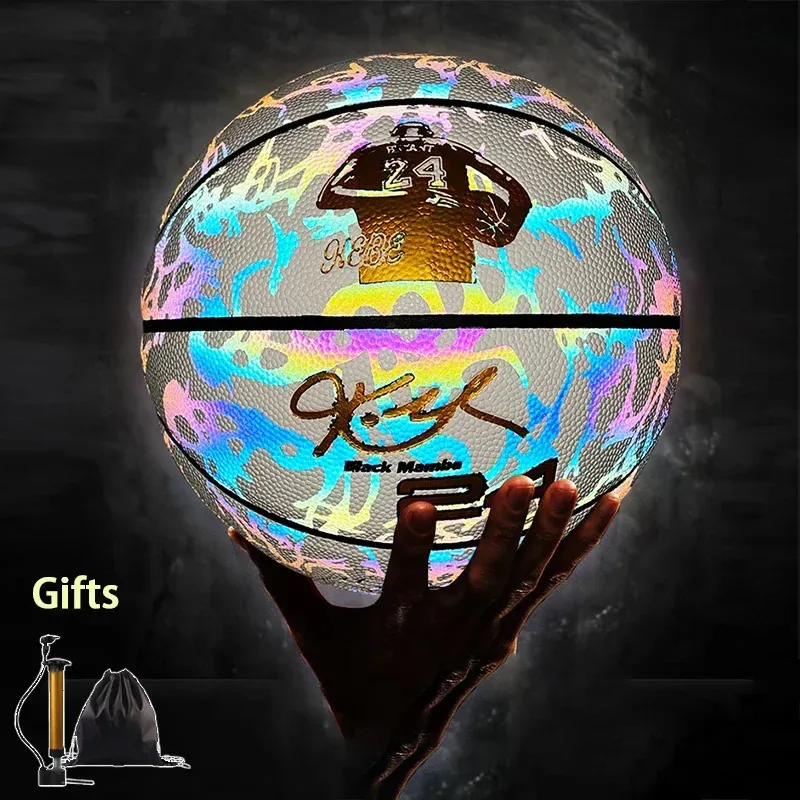 Overige sportartikelen 2023 Reflecterende Glow Basketbal Maat 5 7 Outdoor Street Cool Ballen Gloeiende Lichtgevende Basketballen Kind Jeugd Volwassenen 231114