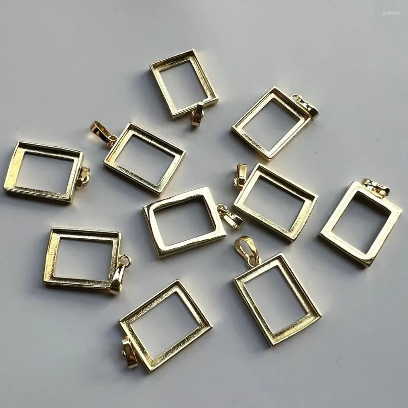 Pendant Necklaces 10pcs/lot 12x16mm Copper With Gold Plated Recangle Base For Setting Stone