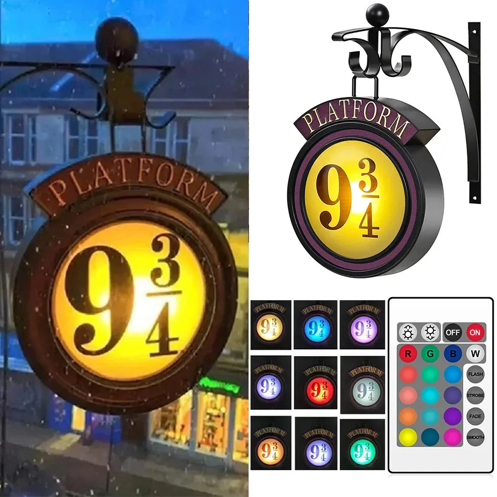 Novelty Items Magic Potters Night Light LED Hanging Wall Lamps Platform Hogwartsed 3D Seven Colors Lamp Harries Room Decor Kids Birthday Gift 231115