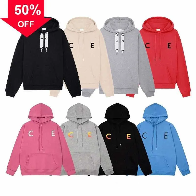 irts Erkekler Ce Kazak Tasarımcı Uzun Kollu Celins Harf Moda Kapşonlu Polar Kazak Hoody Çift Kış Sonbahar Gündelik Çok Yönlü Stil s ila 2xl beden