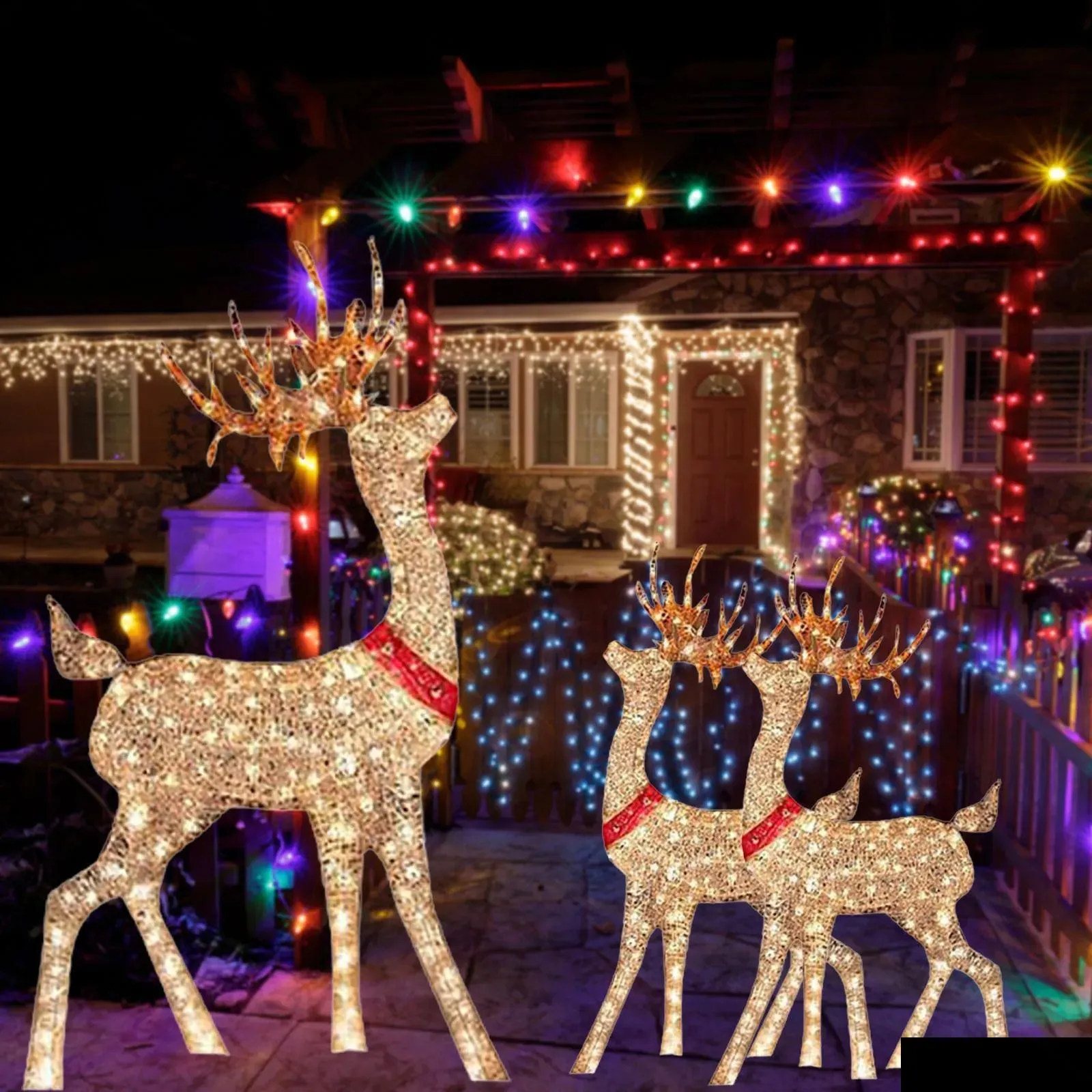 クリスマスの装飾クリスマスの装飾照明鹿のLED照明付きの照明付きトナカイクリスマス装飾装飾明るい飾り屋外ドロップデリDHXX2