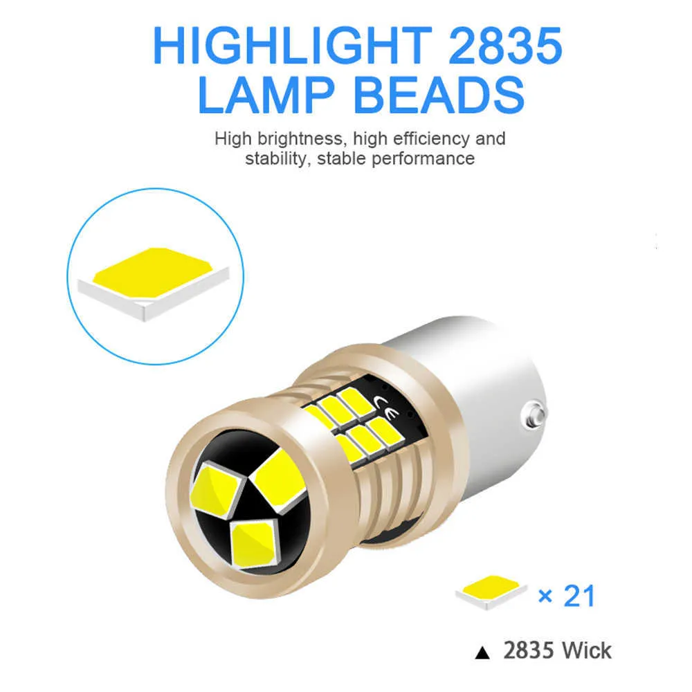 2pcs T20 Led W21/5w 7443 W21w 7440 Py21w P21w Led Bay15d Ba15s Bau15s Car  Led Bulb P21/5w Turn Signal Light 1156 3157 P27w Lamp