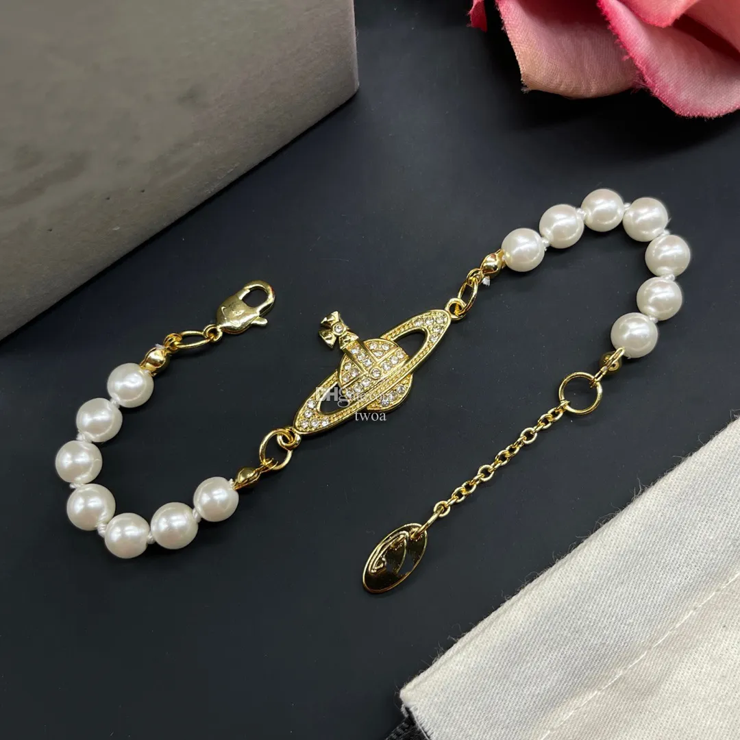 Brand de designer de moda Charm Bracelets Luxury Planet Jóias Saturn Chainbracelet Metal Pearl For Women Gold Bracelet Rtfd