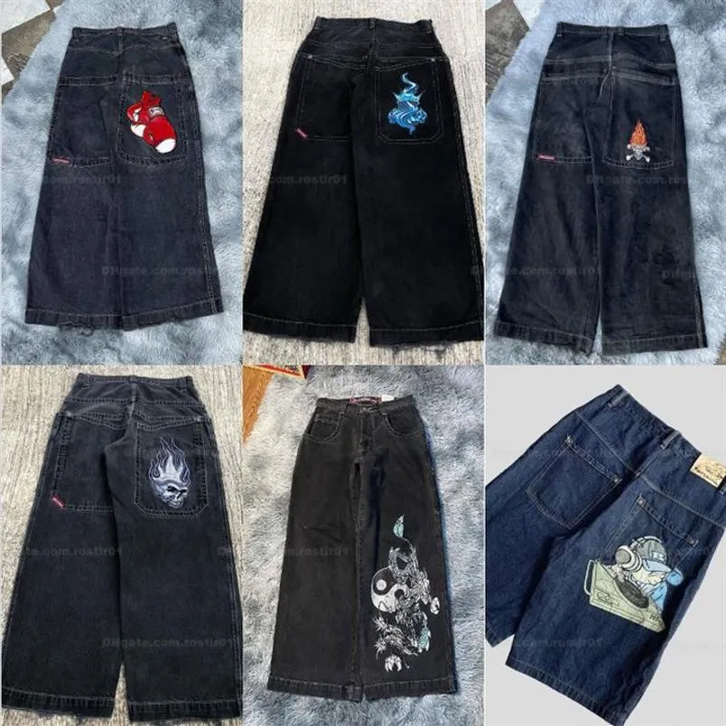 JNCO Mens jnco jeans for mens Y2k Streetwear Hip Hop Boxing Gloves Graphic Print Baggy Black Pants Men Women Harajuku Gothic Wide 323n