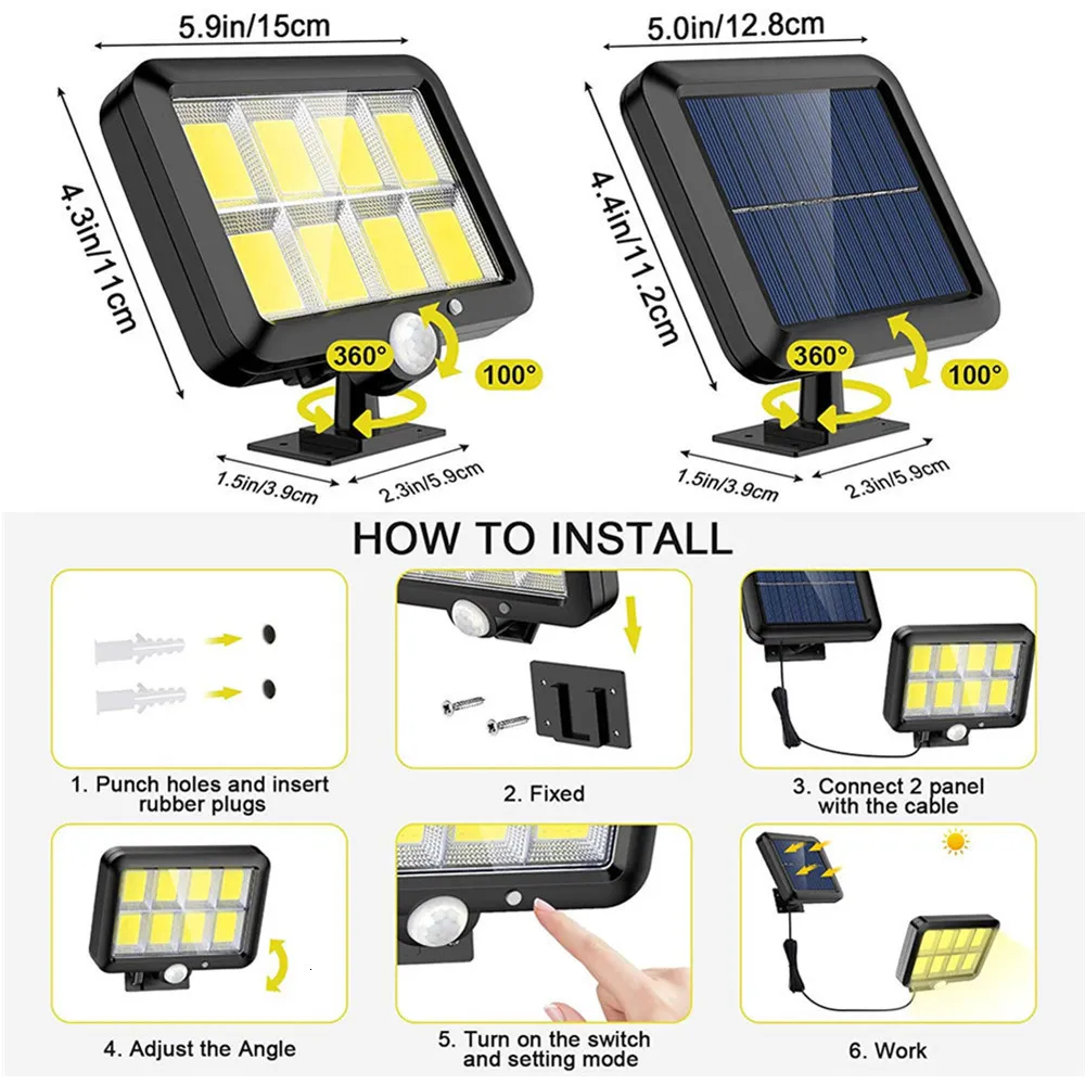 Lampe Solaire Exterieur 160LED, Lampe Solaire Exterieur Detecteur De  Mouvement, IP65 Lumiere Solaire Exterieur, Spot Solaire Exterieur, 3 Modes, Avec  TéLécommande (1 Paquet) - Luminaires extérieur - Achat & prix