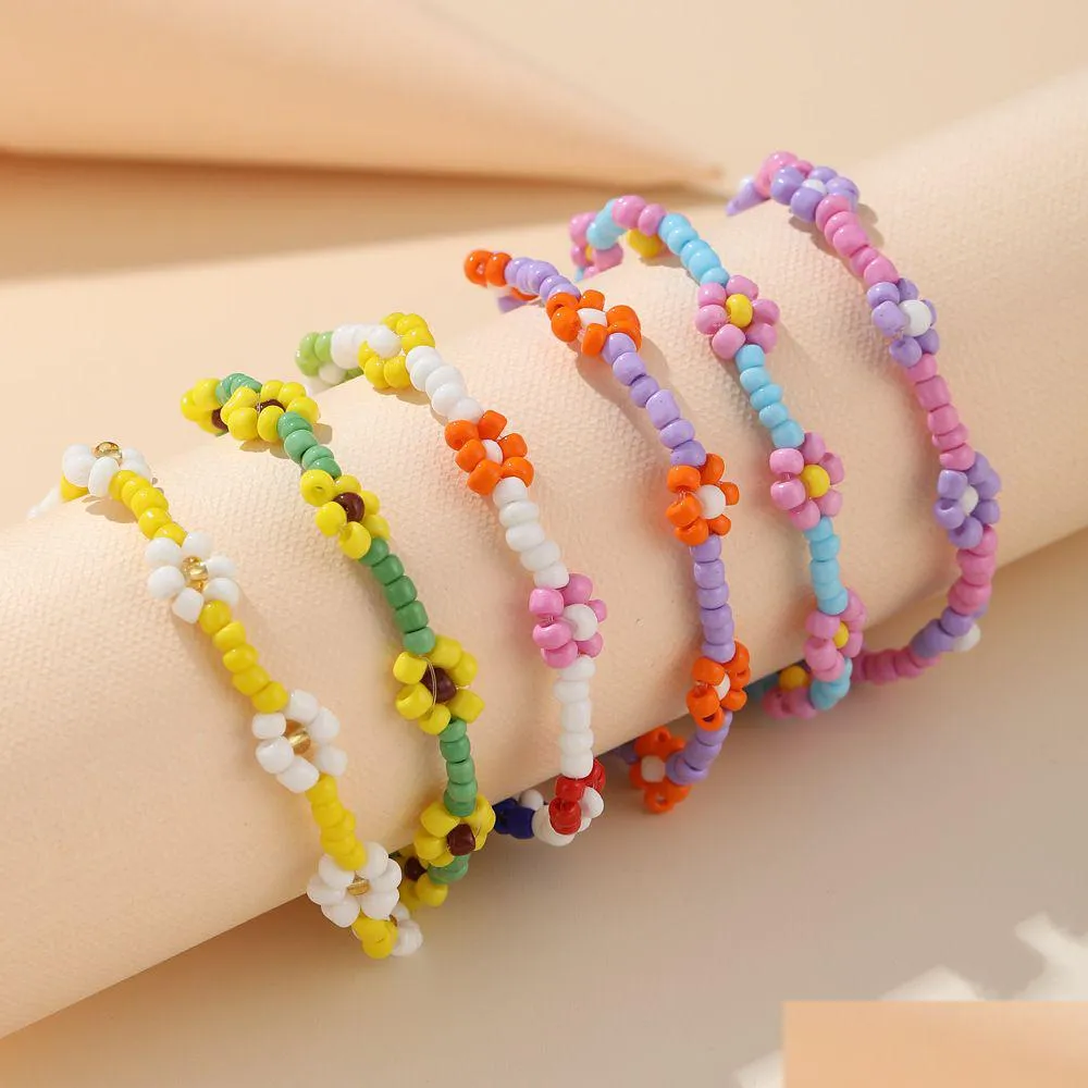 Charm Bracelets Voleaf Bohemian Flower Colorf Beads Bracelet For Women Party On Hand Boho Summer Beach Jewelry Gifts Vbr144 Drop Deliv Dhjf0