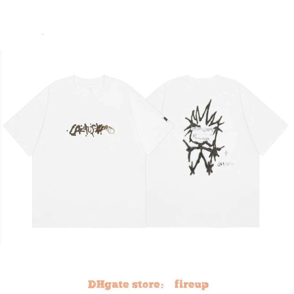 Tasarımcı Moda Giyim Erkekleri Tees Tshirt Travi Scotts Cactus Jack Blackout Cartoon Graffiti Geçit Töreni Çevreleyen Erkek Kadınlar Kısa Kollu Tişörtler