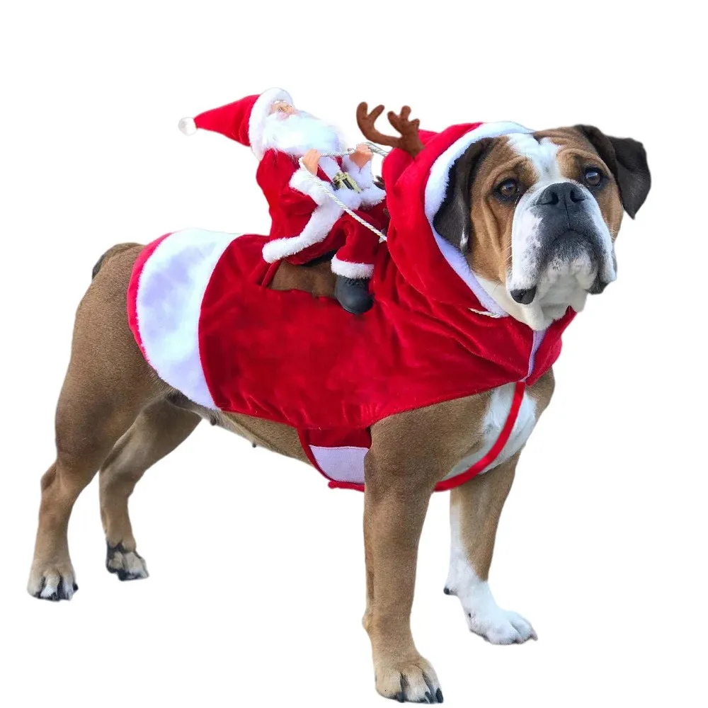 Cão vestuário Natal Pet Dog Dress Up Trajes Engraçados Trajes de Santa Cães Inverno Calor Confortável Diversão Chihuahua Pug Yorkshire Traje 231114