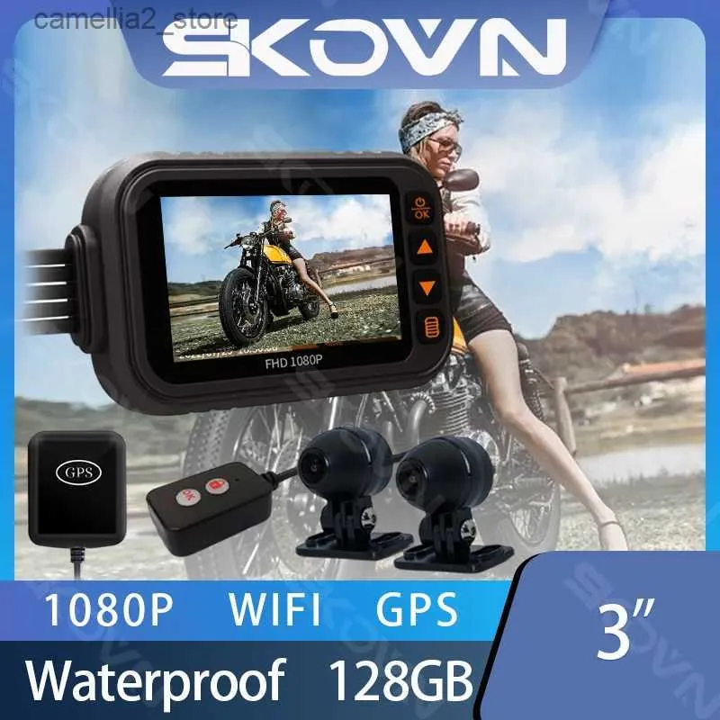 Araba DVR 3 inç Motosiklet GPS 1080P Dashcam WiFi Su Geçirmez Çift Lens Motosiklet Kara Kutu Gece Görme Video Kaydedi Cam Q231115