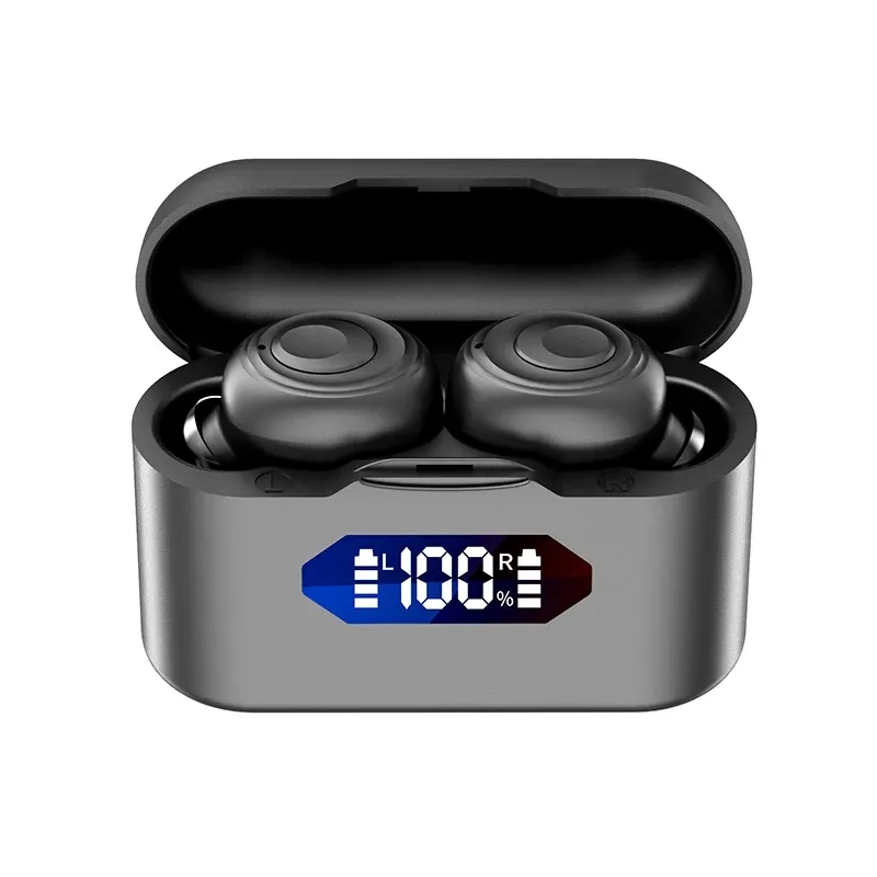 Auriculares Bluetooth X37 para deportes al aire libre, auriculares inalámbricos 5,2 con contenedor de carga, pantalla de alimentación, Control táctil, auriculares