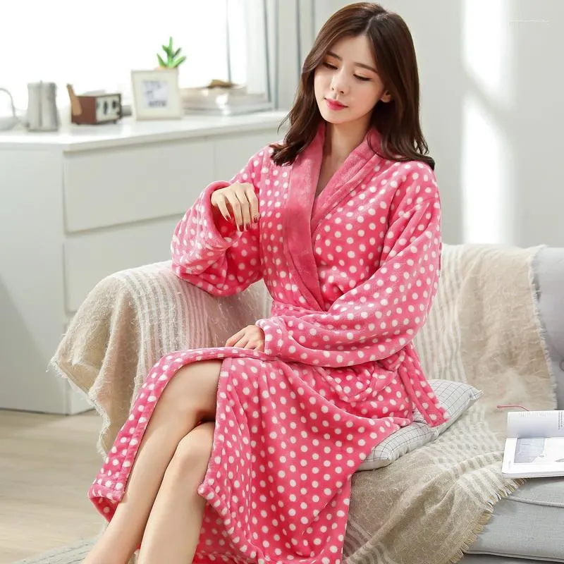 Vêtements de nuit pour femmes corail polaire peignoir chemise de nuit Robes femmes automne hiver pyjamas maison vêtements hommes à manches longues doux chaud épais H5625