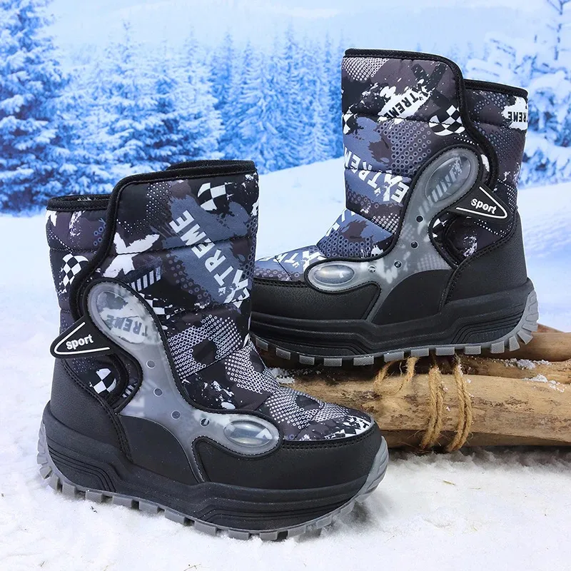 Stiefel Kinder Winter Plus Samt Warme Junge Schnee Booties Baumwolle Futter Wasserdicht Kinder Leder Schuhe Outdoor Aktivität Liefert 231115