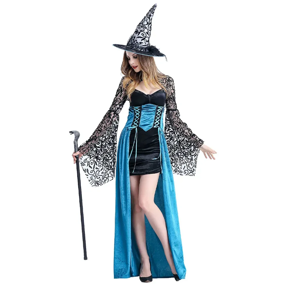 Thema Kostüm Cosplay Halloween Erwachsene Hexe Kostüm Schlankes Kleid Kostüme Nachtclub Party