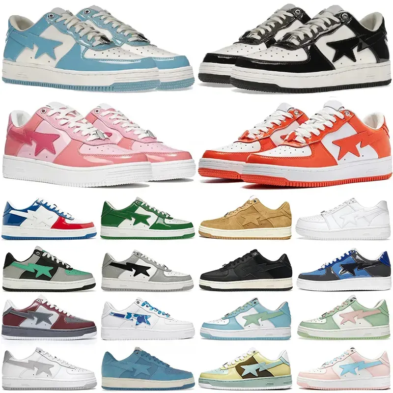 Bapastas Designer Chaussures Casual Bapestas Sk8 Sta Low Hommes Baskets En Cuir Verni Noir Blanc Rouge Bleu Camouflage Skateboarding Jogging Sports Star Formateurs 36-45