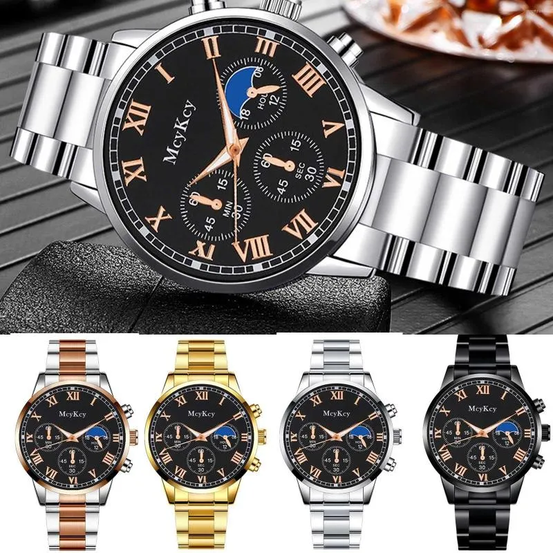 Polshorloges Fashion Men's Watch Steel Strip Business Clock Romeinse cijfers Polshorloge klassieke mannelijke luxe relogio masculino