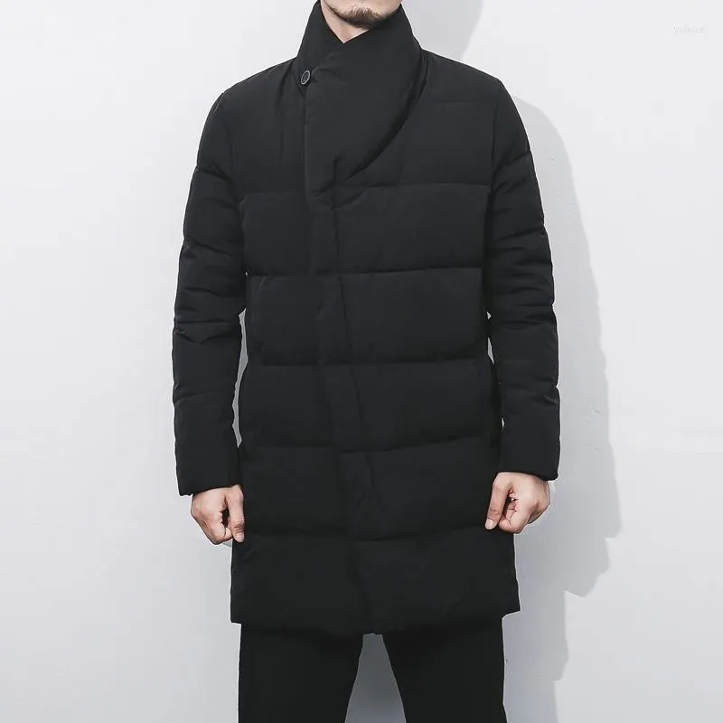 Hommes vers le bas rétro hiver manteau hommes solide Parka mode pardessus vêtements d'extérieur longue coton rembourré veste épaisse taille 5Xl KK3046