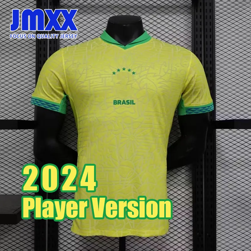 JMXX 2024 Brazylijska drużyna narodowa koszulki piłkarskie Vinicius Rodrygo Silva Gabriel Jezus Martinelli Endrick Marquinhos Alison Men Men Wersja koszulka piłkarska