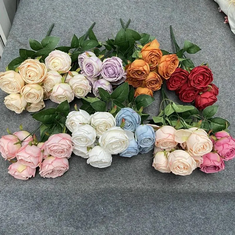 Dekorativa blommor konstgjorda växter sju kejserliga konkubin rosbuketter hem trädgård dekorera