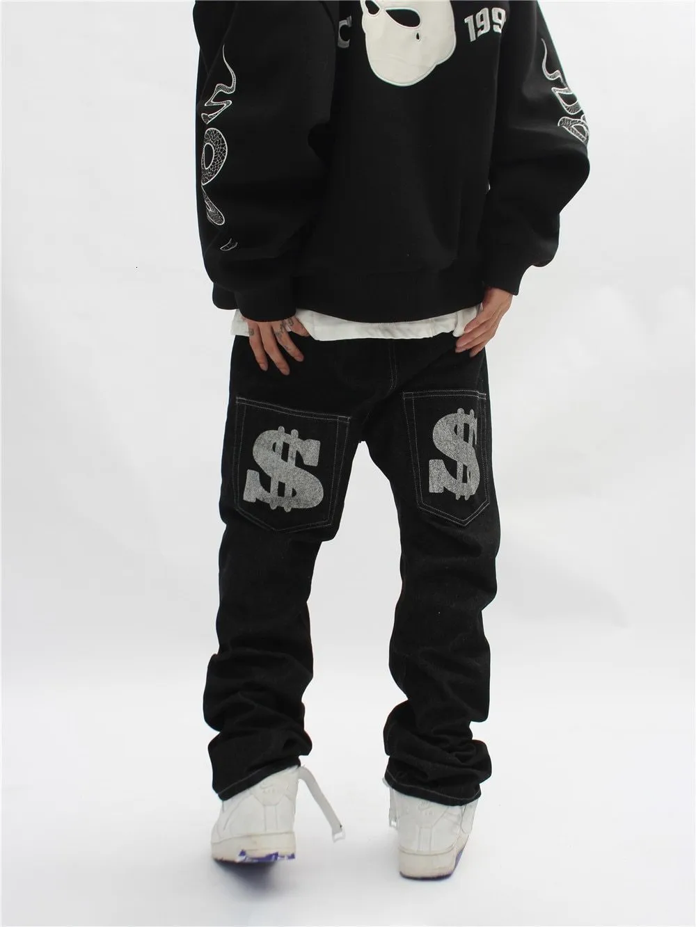 Y2K Mens Stradivarius Jeans With Print Baggy Style Trendyol