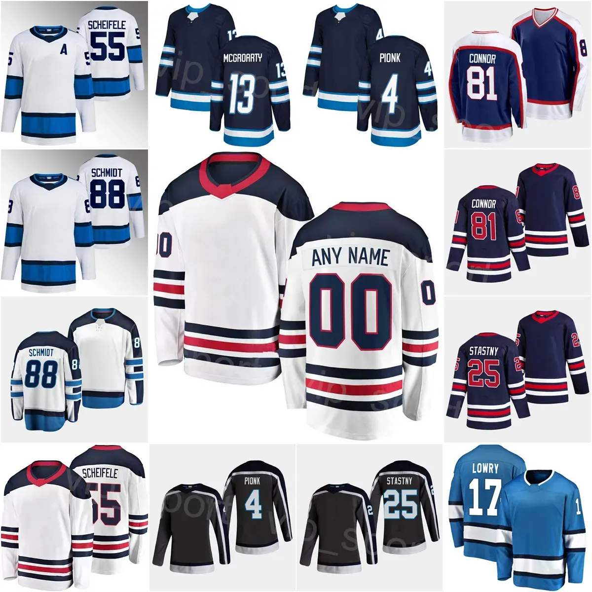 New''york''Jets''Men Kinder Frauen Hockey Reverse Retro 71 Evgeny Svechnikov Trikots 55 Mark Scheifele 88 Nate Schmidt 4 Neal Pionk 81 Kyle Connor