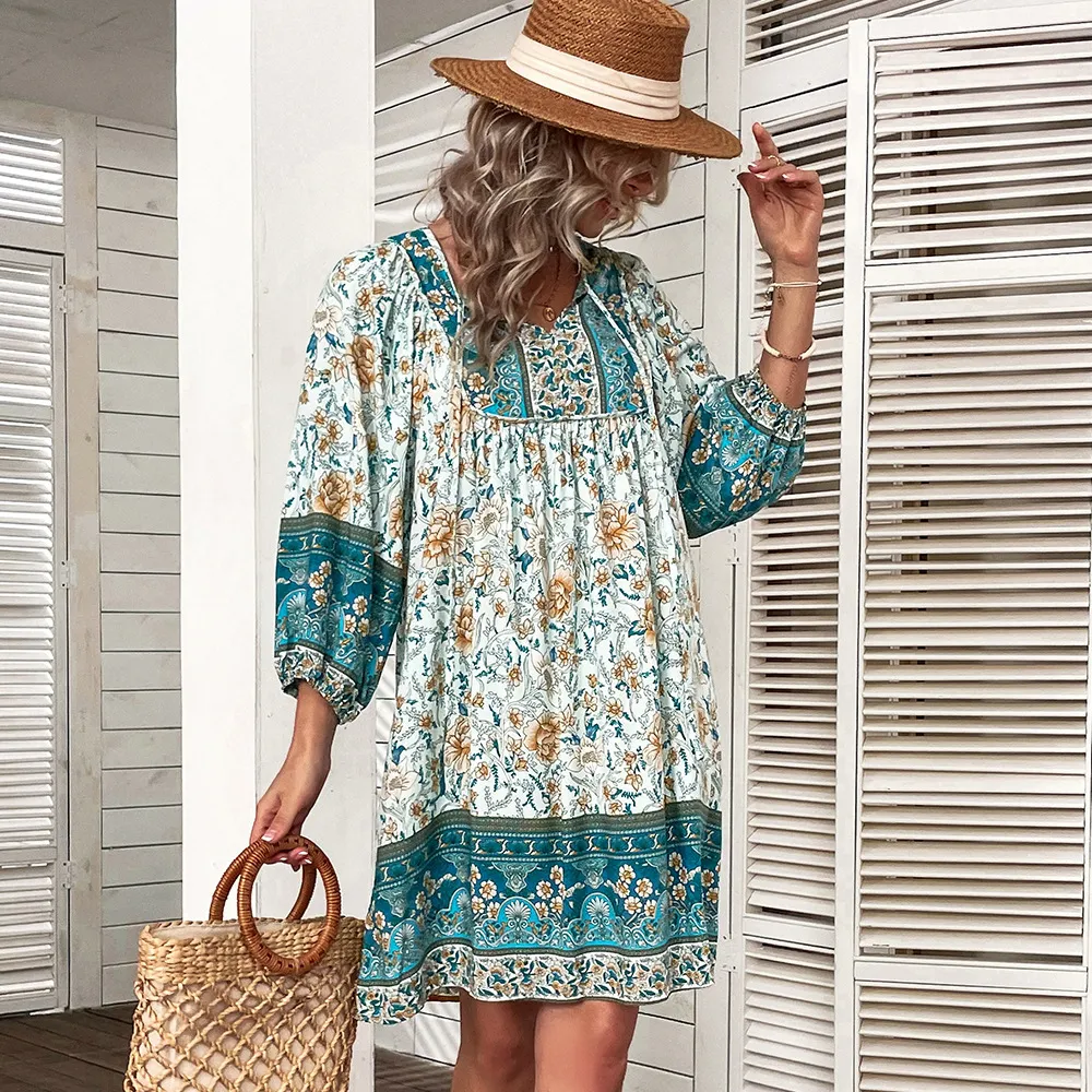 Bohemian Summer Casual Boho Dress With Long Sleeves And Lace Up Back Vestidos De Mujer 230414 From Niao01 14.81 DHgate.Com