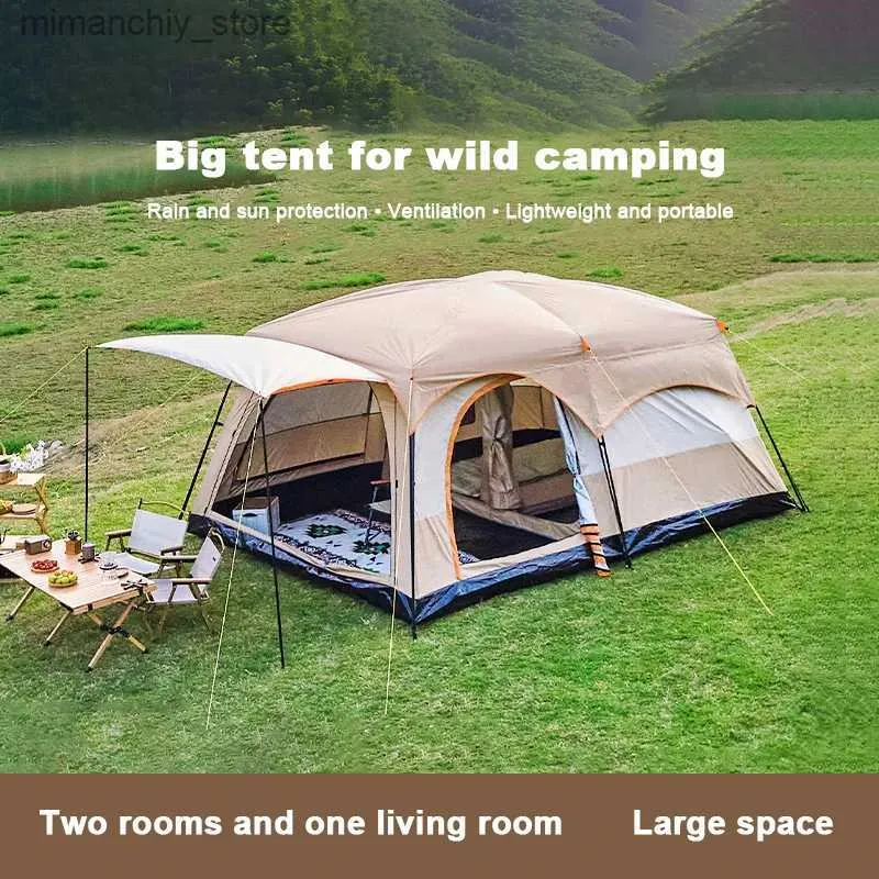 Tendas e abrigos Grande espaço ao ar livre Barraca de acampamento 3-5 pessoas Doub Decker 2 quartos 1 sala de estar Deluxe à prova d'água Camping Family Travel Q231115