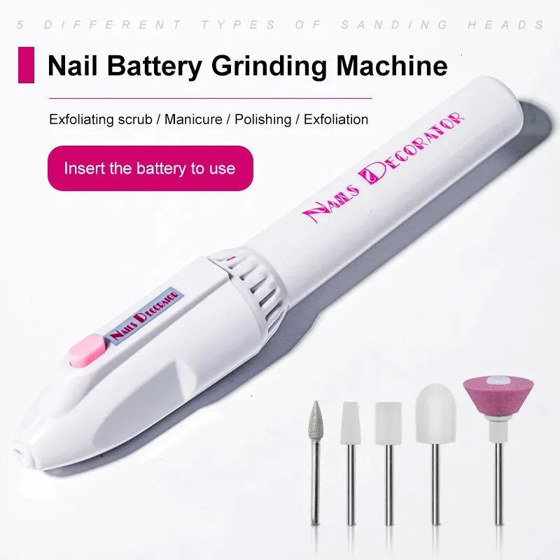 Nail Manicure Set 5 i 1 Mini Electric Drill Kit Pedicure Slipning Polering Konst Slipfil Penverktyg Maskin 231115