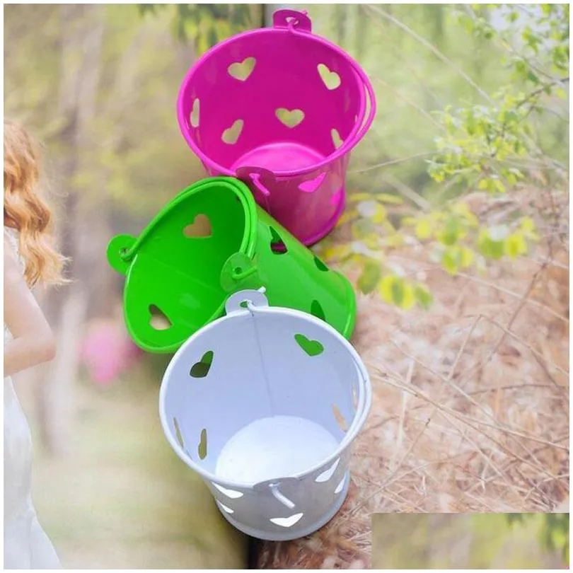 Gift Wrap Colorf Mini Metal Bucket Heart Hollow Out Tin Pails Candy Birthday Baby Shower Party Favors Za1379 Drop Delivery H Dhrga