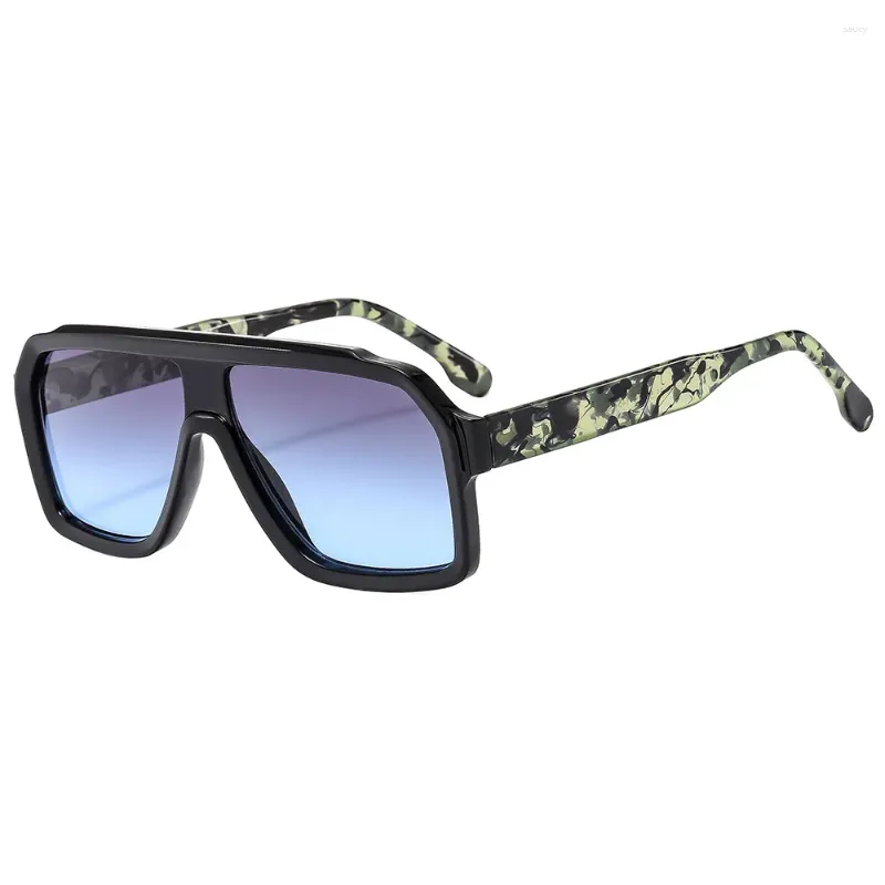 Солнцезащитные очки в стиле ретро, многоугольные пилотные женские градиентные оттенки зеленого чая UV400, брендовые дизайнерские трендовые мужские уникальные цельные солнцезащитные очки