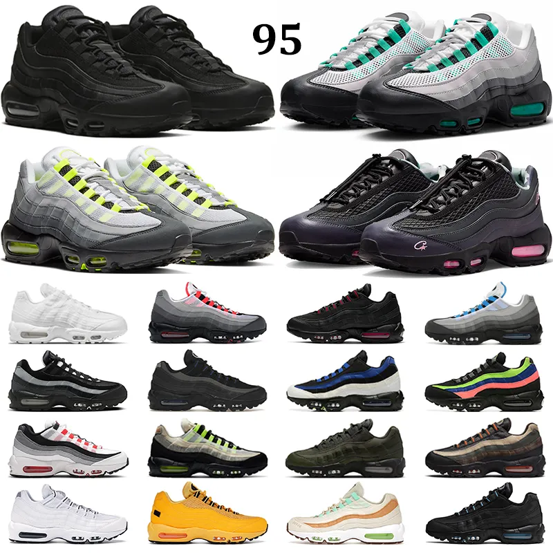 OG 95 Koşu Ayakkabıları Erkek Kadınlar 95S Spor Sabahları Üçlü Black Beyaz Neon Stadyum Yeşil Kristal Mavi Koyu Beetroot Güneş Kırmızı Öğrenilen Erkek Eğitmenler Chaussures