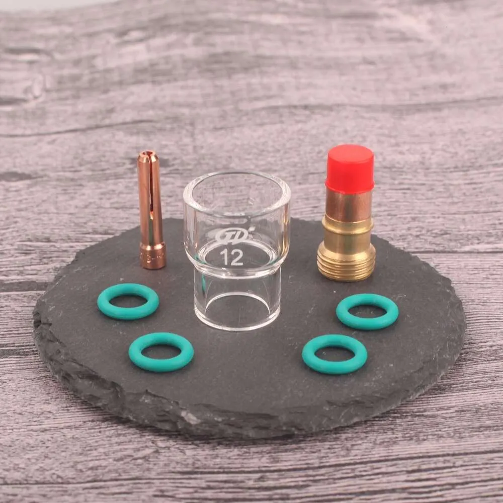 23-Piece TIG Welding Stubby Gas Lens Kit - #12 Pyrex Cups For WP-17/18/26 Torches