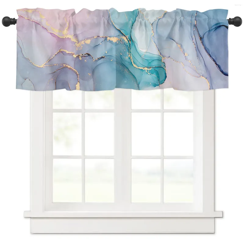 Curtain Marble Turquoise Pink Kitchen Window Curtains Home Decoration Short For Living Room Bedroom Small Drapes Cortinas