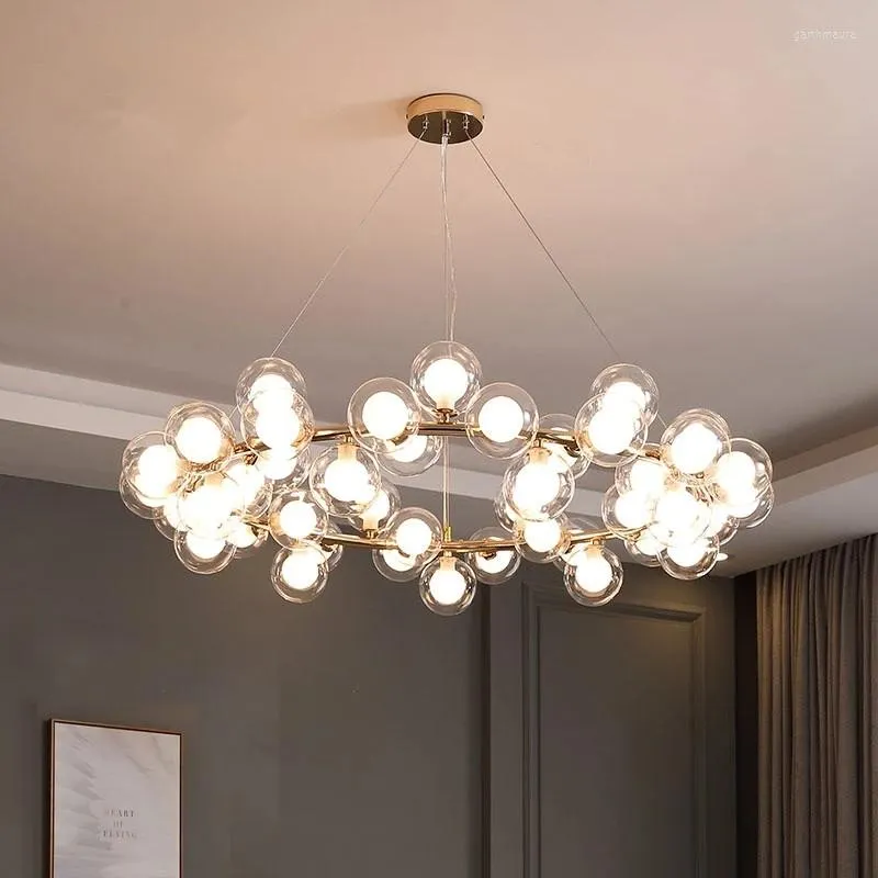 Chandeliers Modern Creative LED Glass Bubble Chandelier Lighting For Luxury Living Dining Suspension Luminaire Ball Pendant Lamp
